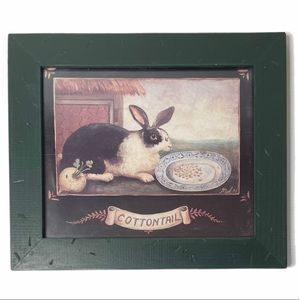 Vintage Picture Wood Frame Rabbit Wall Art Farmhouse Bunny Shabby Chic Cottage